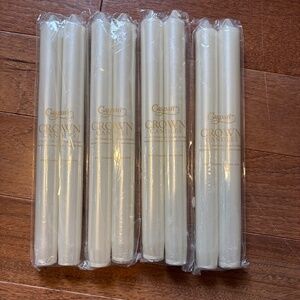 Caspari 10" Straight Taper Candles, White Pearlescent - Set of 4 pack 8 Colonial